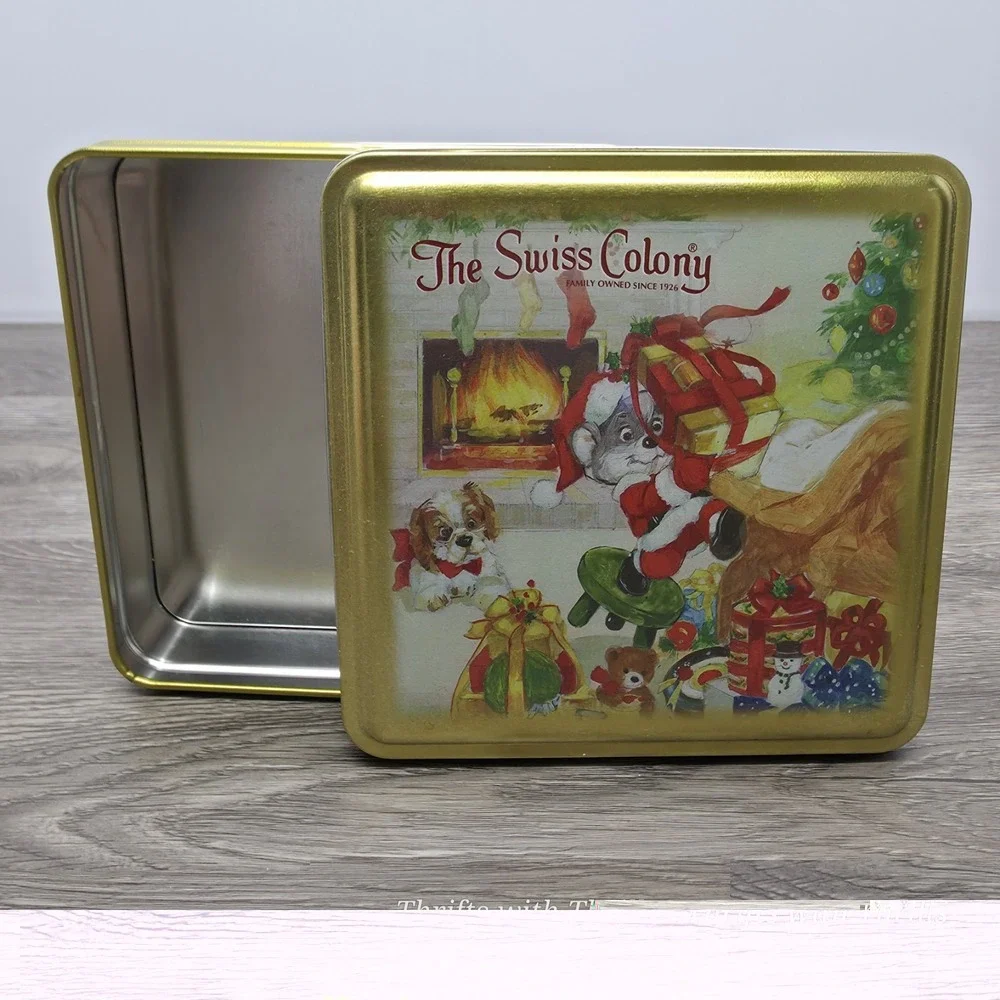 Vintage Christmas Tin - The Swiss Colony Mouse Santa - 6